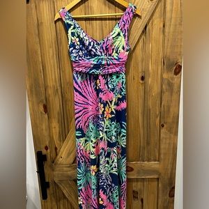 Lilly Pulitzer Sloane Maxi Dress All A Glow Print V-Neck Sleeveless Stretch XS